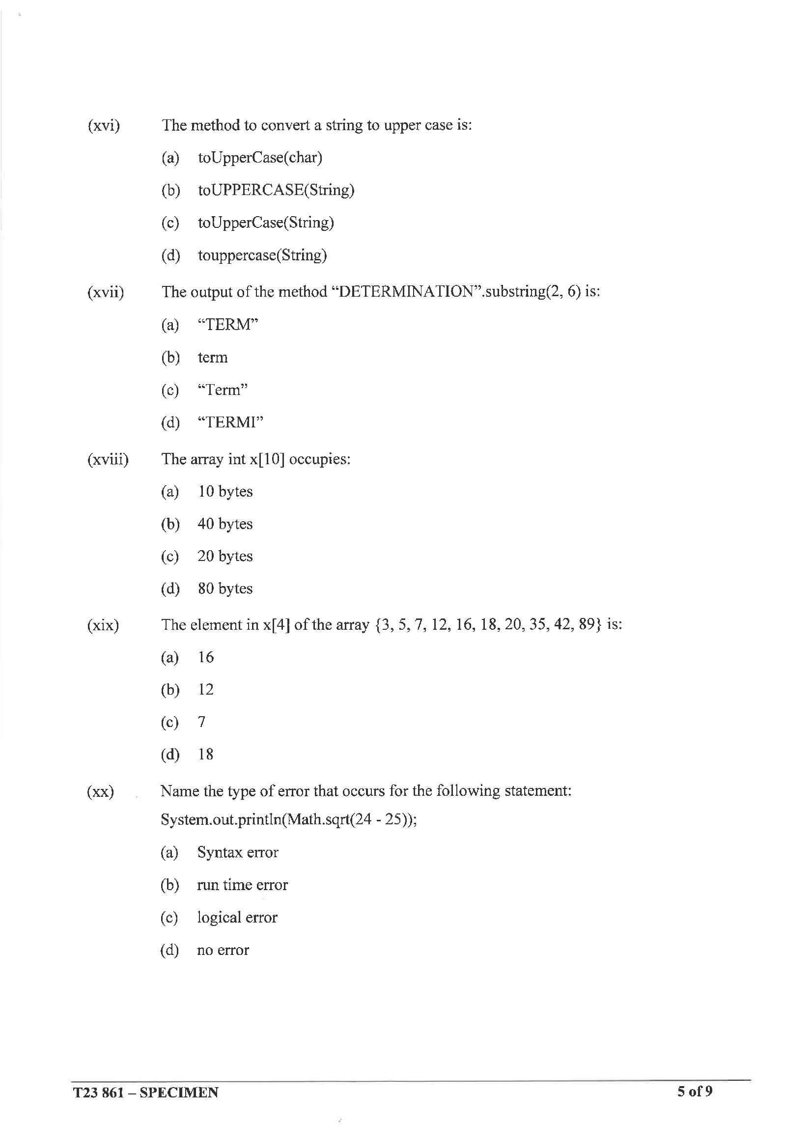 ICSE Computer SOLVED Specimen Paper 2023 Sec A,B